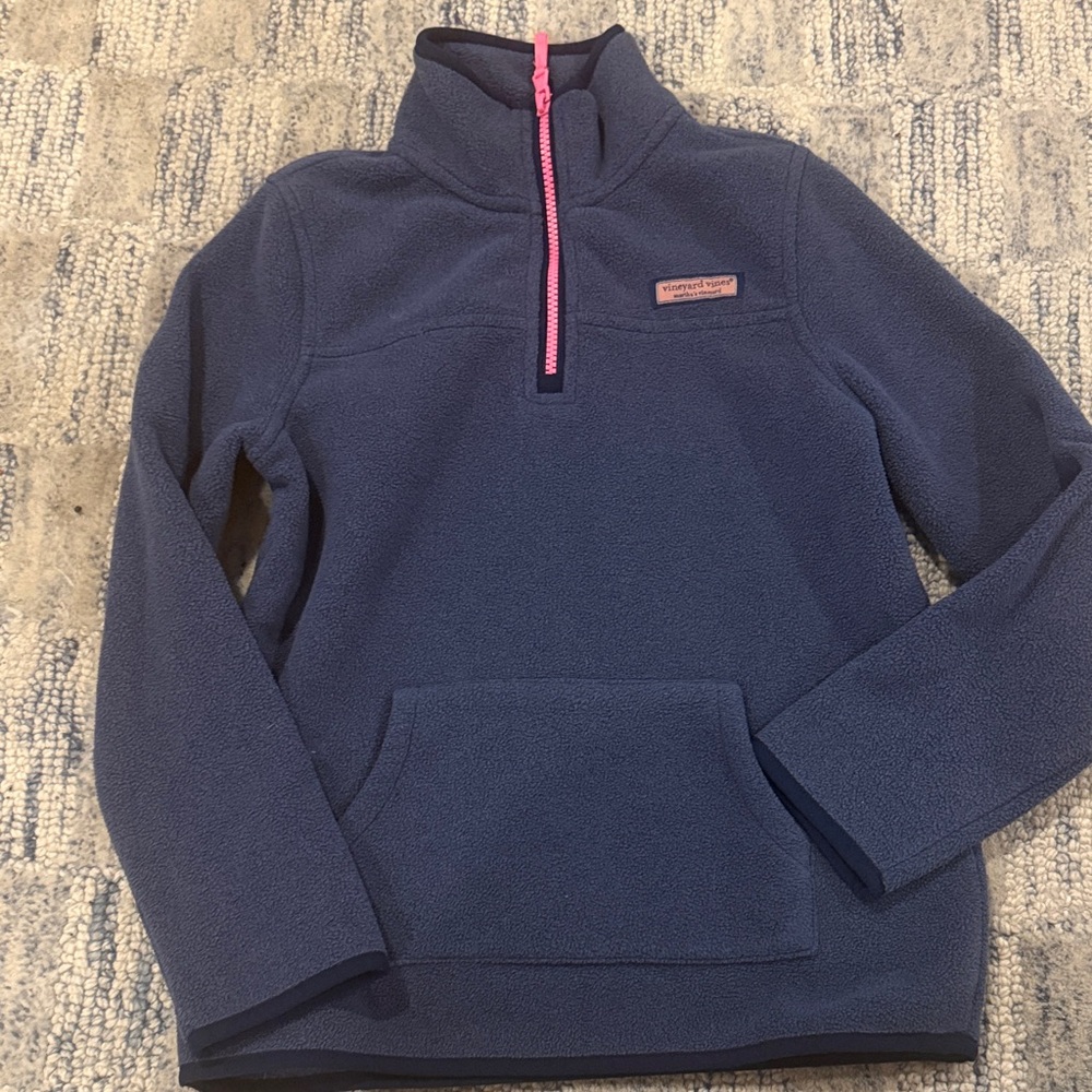 Vineyard Vines Kids Blue and Pink Fleece Hoodie